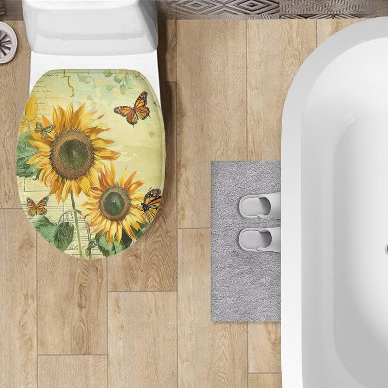 Flashideas Sunflower Toilet Cover Seat Soft Plush Seat Covers Tank Lip Covers Easy to Clean Bathroom Decoration Accessories Fits Most Toilet Tanks & Lids - Image 3